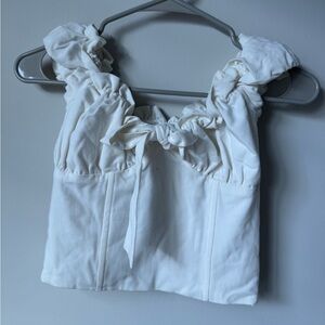 I.AM.GIA White Ruffled Crop Top